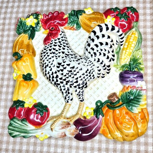 Fitz & Floyd Classics Ceramic Rooster Colorful Decorative Farmhouse Plate - Picture 1 of 6